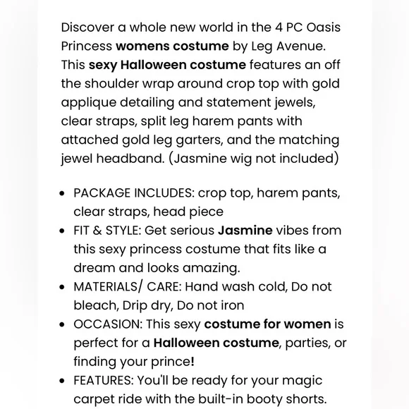 Oasis Arabian Princess Costume - Picture 6 of 8